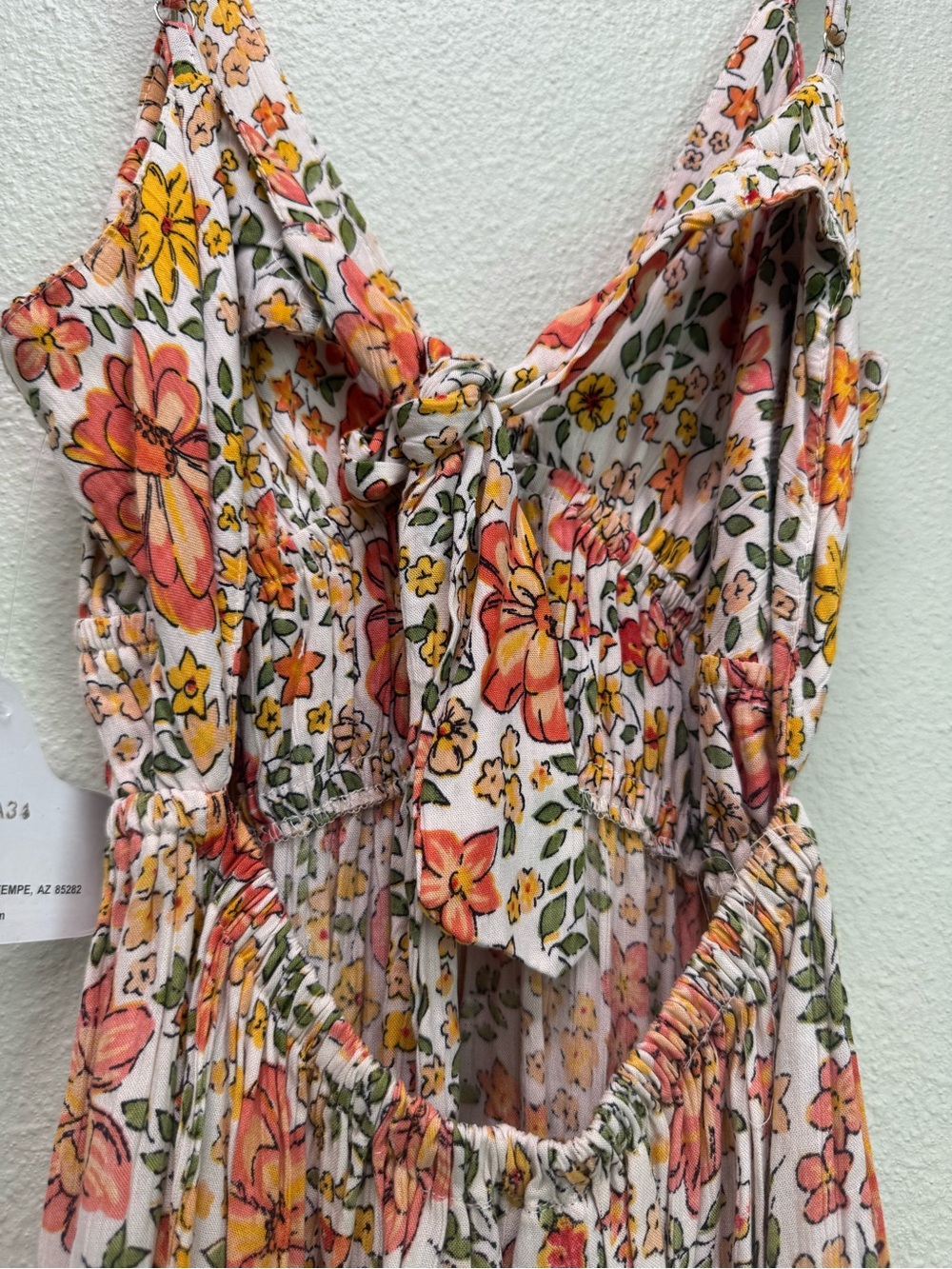NWT Angie Floral V-Neck Tiered Mini Dress in Pink and Peach,Various Sizes - Picture 2 of 8